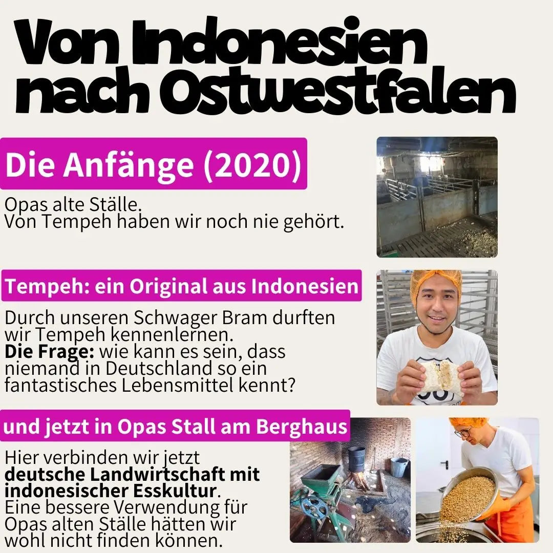TÄMPTÄSTIC Story. Von Indonesien nach Ostwestfalen. Wie wir durch Bram Tempeh in Opas alten Stall brachten.