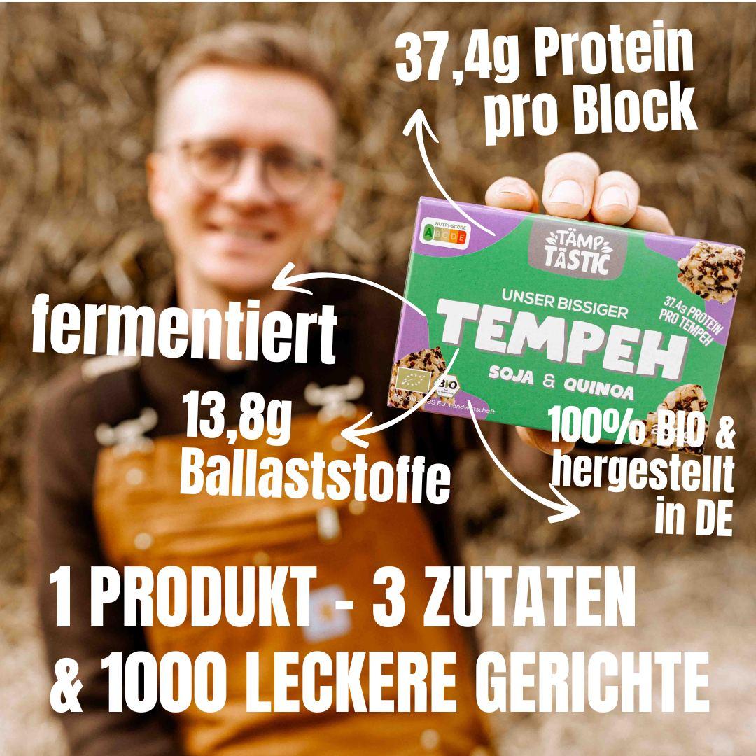 Bio Tempeh aus Soja & Quinoa – 37g Protein, ballaststoffreich, hergestellt in Deutschland