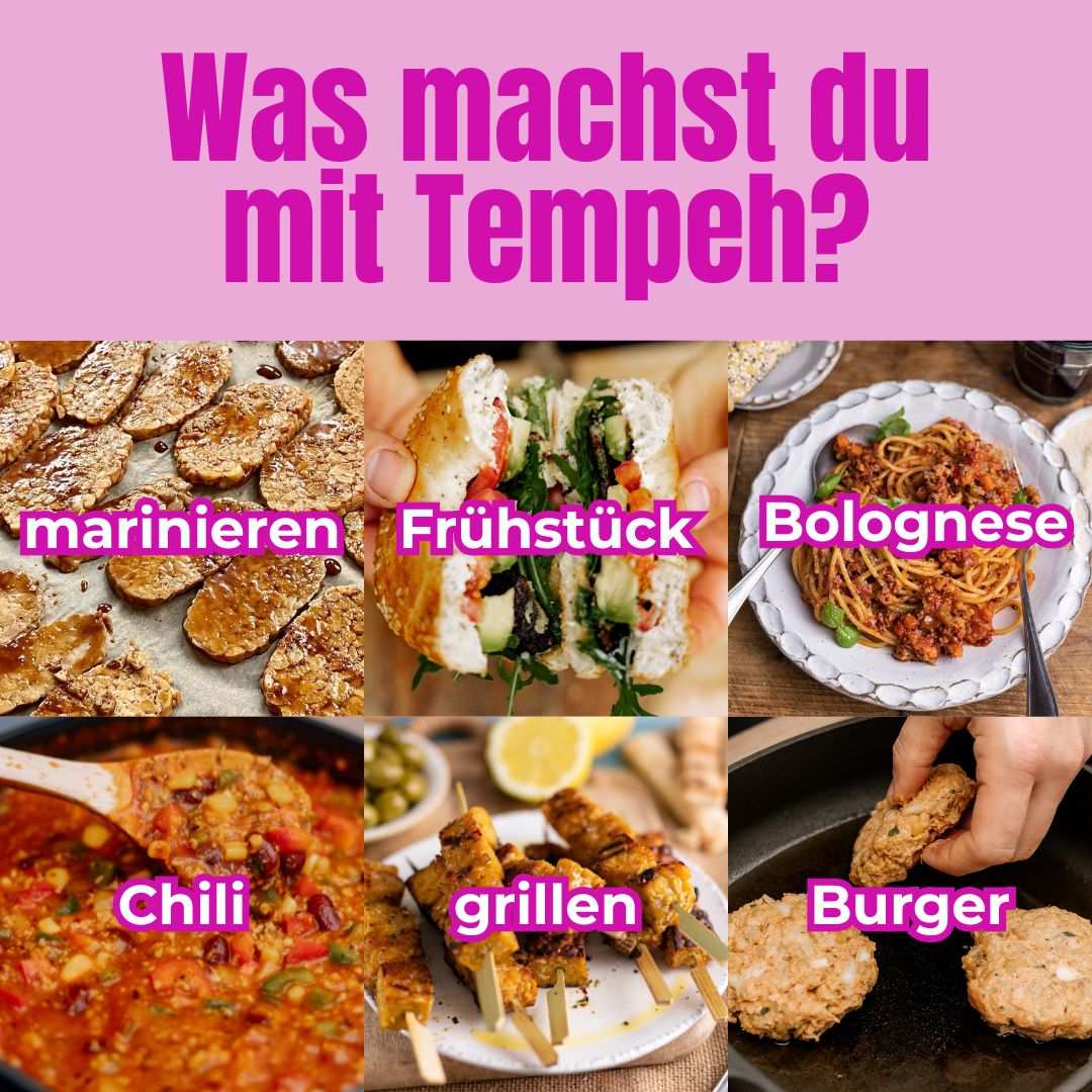 6 leckere Rezeptideen mit Tempeh: Frühstück, Bolognese, Burger, Chili, Grillspieße & mariniert – kreative vegane Küche entdecken common